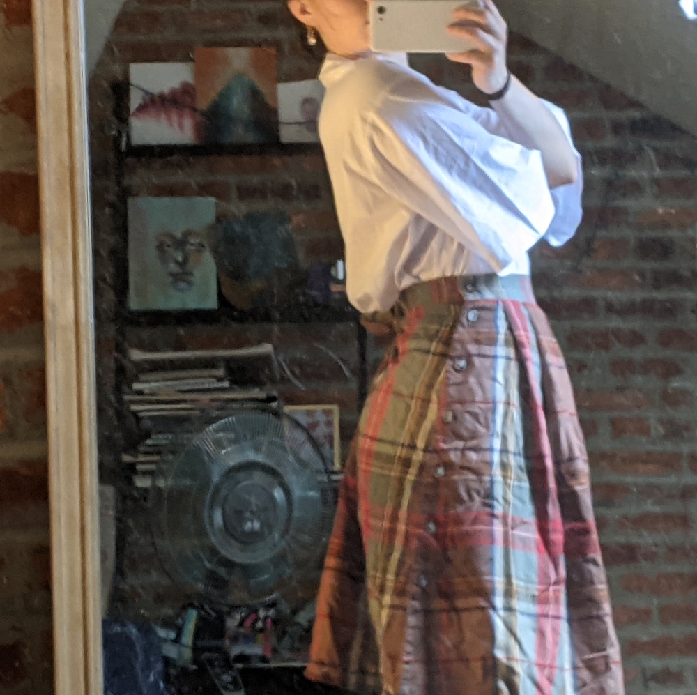 Vintage Petite Plaid Pleated Skirt w Pocket - Picture 6 of 11